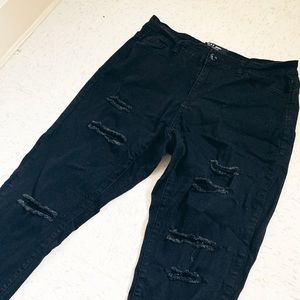 Wax Jeans Black Distressed Jegging